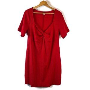 Old Navy Womens Bodycon Dress Size 2X Red Ribbed Short Sleeve Sweetheart Neck
